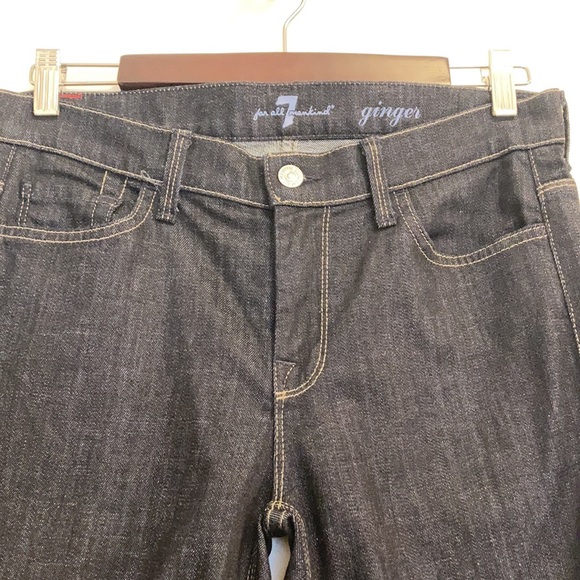 7 For All Mankind Ginger Wide Flare Leg Dark Blue Jeans Size 29 - Picture 4 of 12